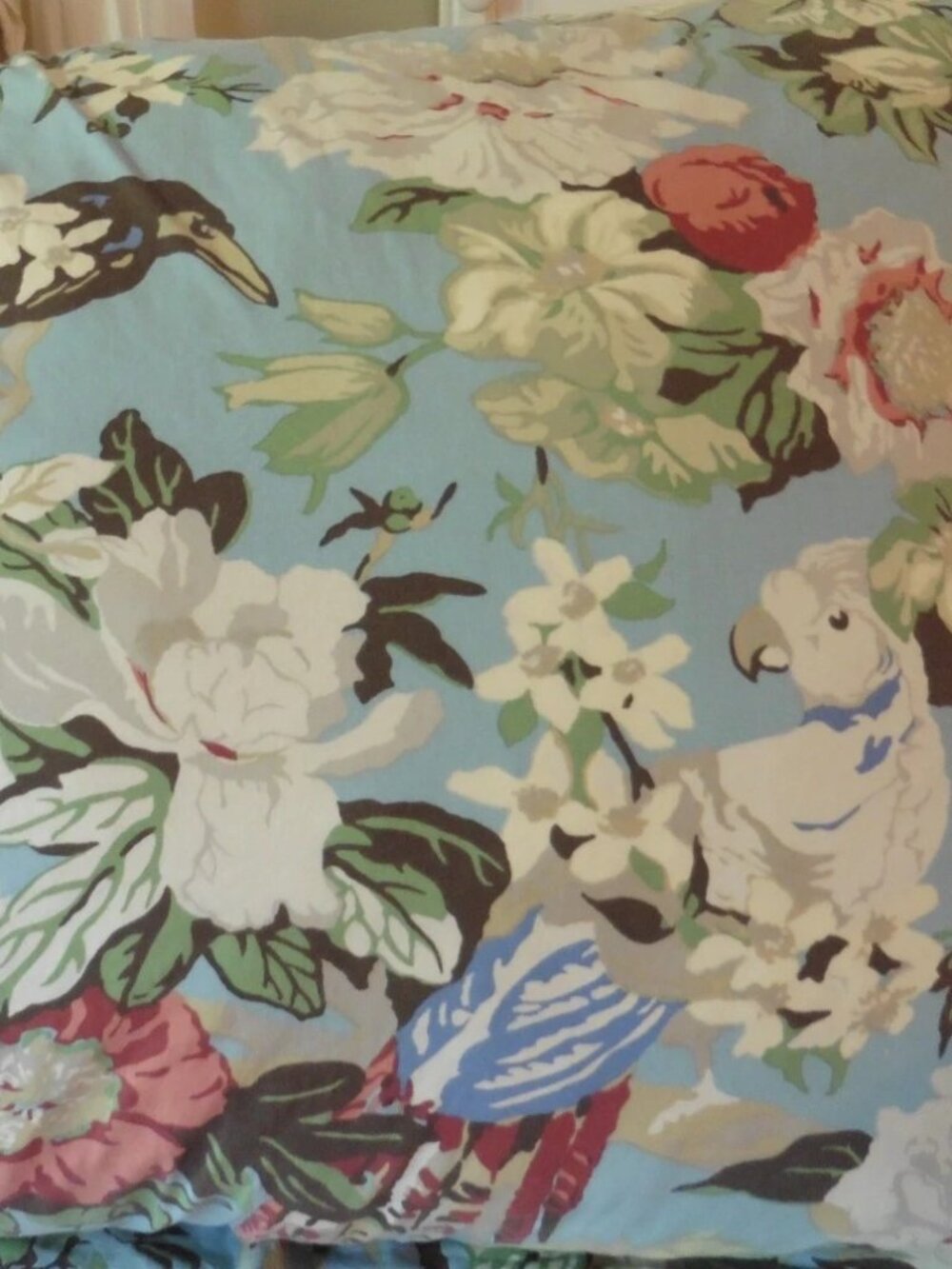 Pottery Barn Euro Shams Set of TWO Blue Eliza Bird Blossoms Florals